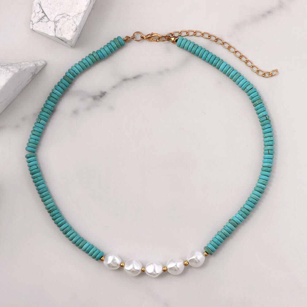 Boho Evil Eye Smile Pearl Beaded Necklace For Women Imitation Pearl Christmas Y2K Happy Face Choker Collar Party Jewelry: 072204GN