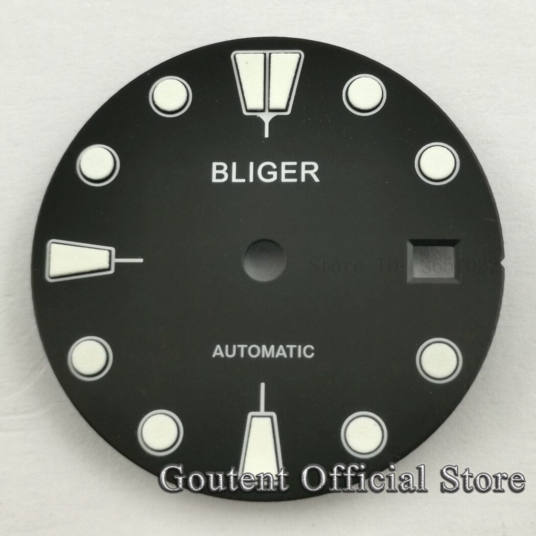 Bliger 28.5mm sterylny czarny/niebieski/zielony zegarek tarcze świecąca tarcza dopasowanie etai2836 2824,Miyota8215 821A,DG2813 3804 ST1612 ruch: A1-bliger logo