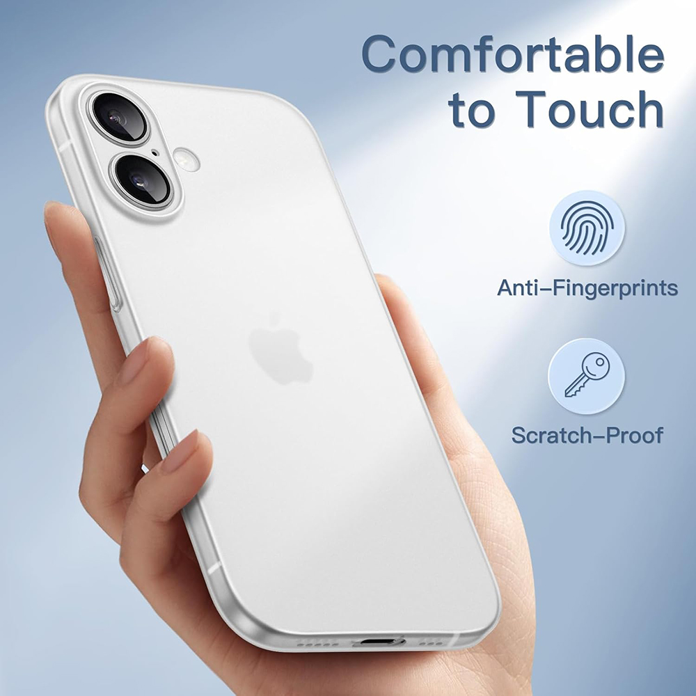 Funda ultrafina de PP de 0,3mm para iPhone 16E 16 15 14 Pro Max Plus, cubierta dura trasera mate transparente, carcasa antihuellas esmeriladas