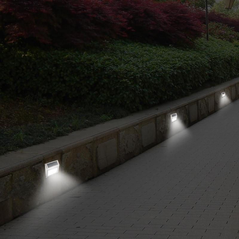 Rustfrit stål 3 led solar trappelys udendørs havegang gadelampe væglampe led solar lys udendørs belysning 1/2/3/4 stk.: Hvid / 3 stk