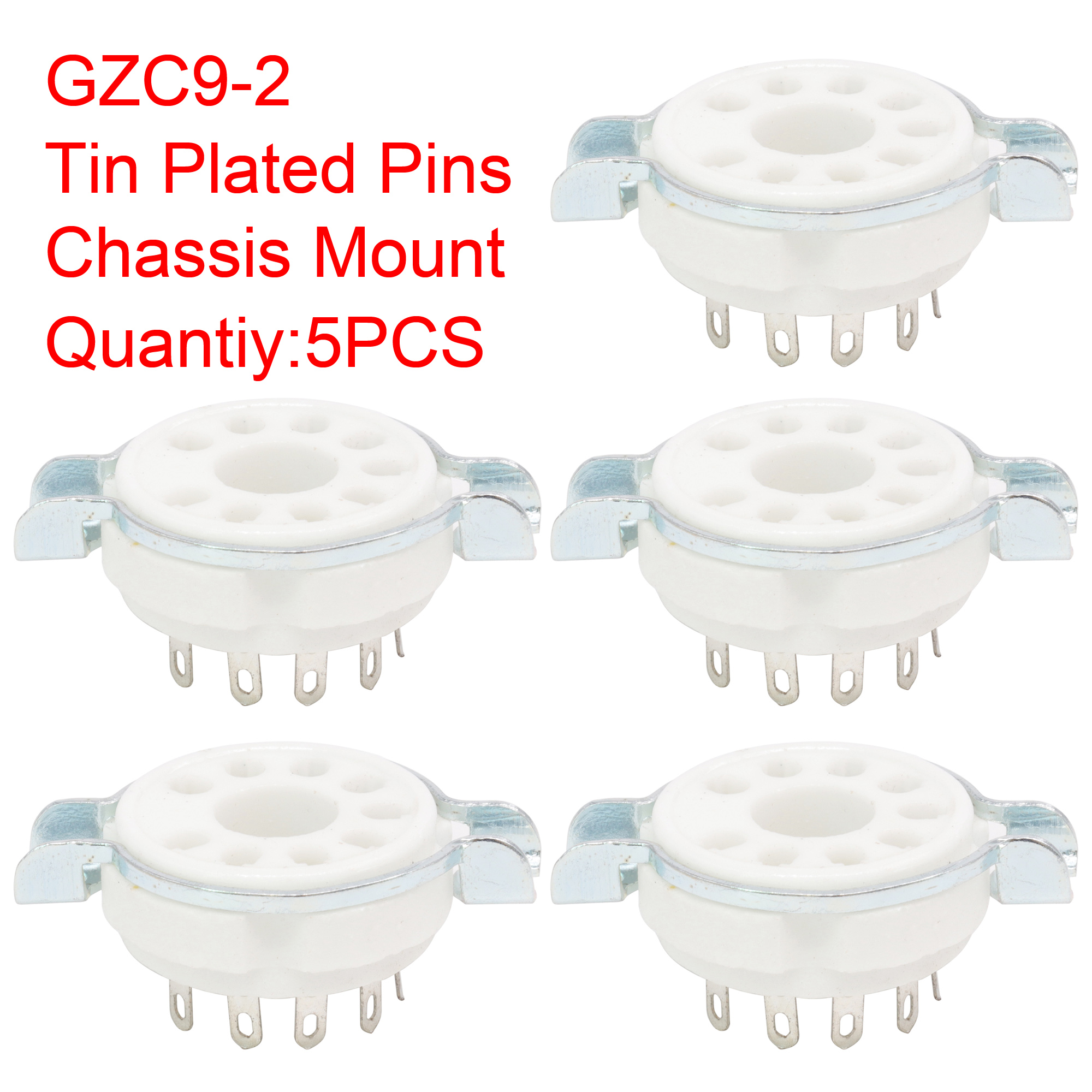 9pin Ceramic Tube Socket Valve Base for EL504,EL519,PL519,EL502,6LQ6,7868 Vintage Audio Amplifier DIY PCB Chassis Mount: Silver