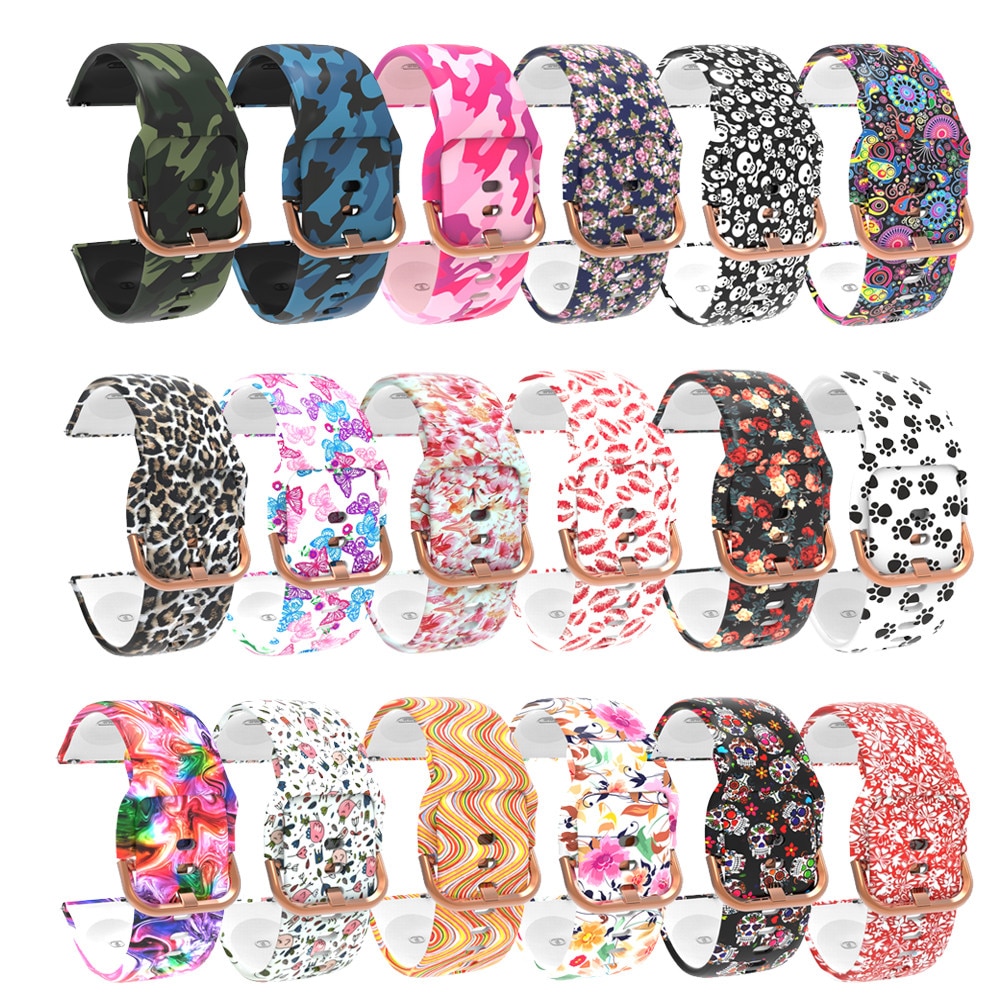 20mm Siliconen Horlogeband - Bloemenprint Band voor Samsung Galaxy Watch 42mm Gear Sport S2