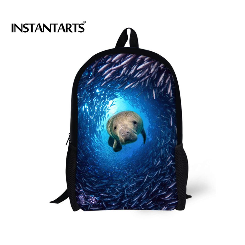 INSTANTARTS Ocean Animal Printing School Bags For Teenagers Boys Children Schoolbag Backpack Best Bag Mochila: C0306C