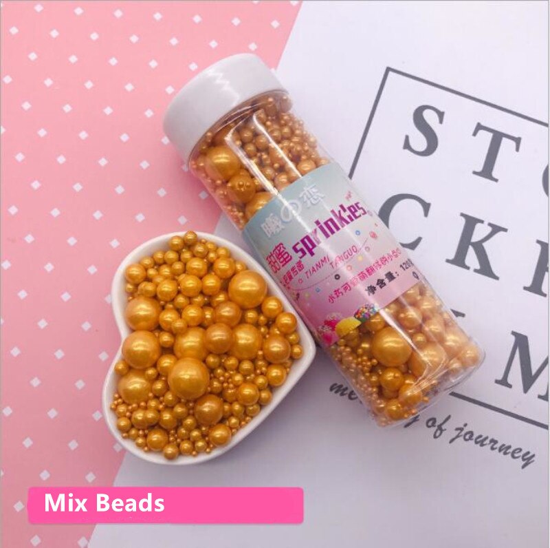 10g Kleine Gold Herz Perlen Essbare Perle Fondant Kuchen DIY kuchen Backen Schokolade Dekoration Zucker Süßigkeiten Fimo Tonne: mischen Perlen