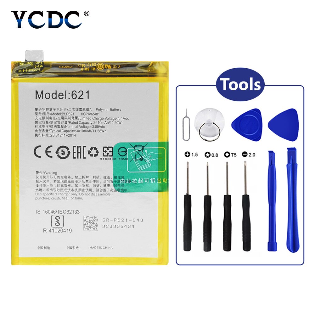 BLP621 3010mAh Phone Battery + Opening Tools Set For OPPO R9 Plus(R9+) 3.8V Lithium Li-ion Batteries BLP 621 Cellphone Bateria: Default Title