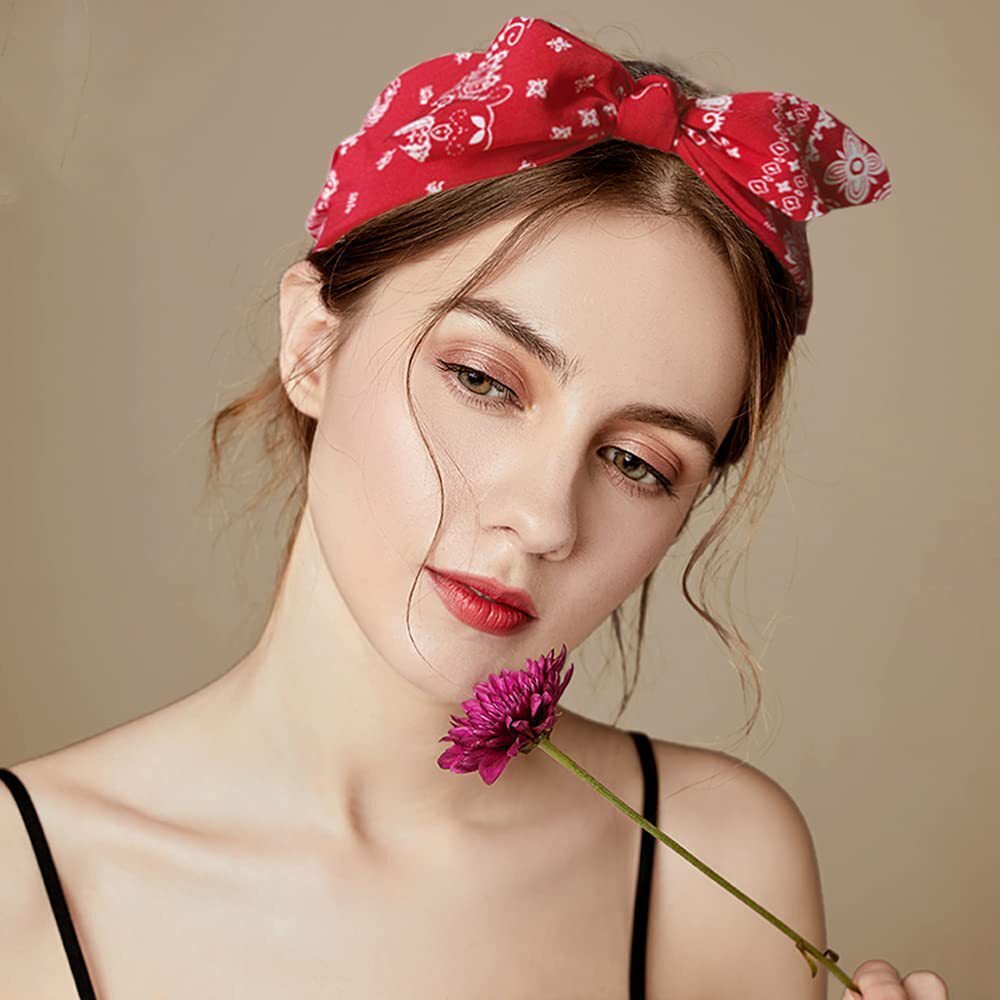 Paisley bandana hårbånd til kvinder topknyttet sløjfe pandebånd sød kaninøre turban hovedbind hårbånd pigetilbehør