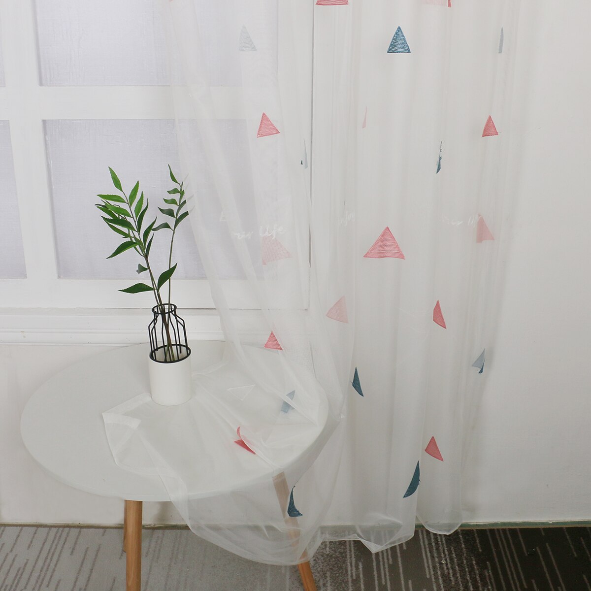 Cortinas triangulares de tul de estilo moderno para dormitorio de niños, ventanas personalizadas, sala de estar, acabado para