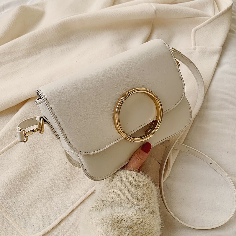 Couleur unie carré sac à bandoulière nouvelle en cuir PU femmes sac à main de créateur mignon dame épaule sac de messager: WHITE