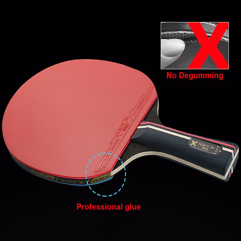 Karbonfiber bordtennisracket huieson ping pong flaggermusblad horisontalt grep gummi pingpong racket