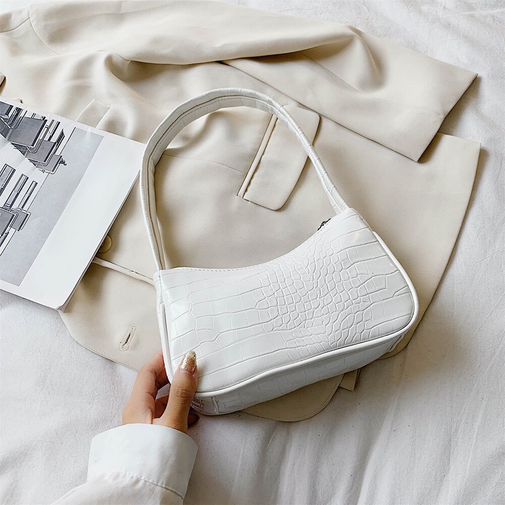 Jin Mantang Small Shoulder Bags for Women Crocodile Leather Square Bag Brand Mini Travel Totes Office Lady Shoulder Bag: White