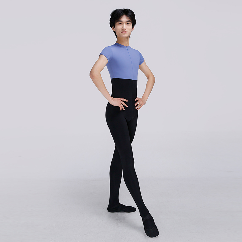 Speerise Mens Black Turtleneck Spandex Long Sleeve Unitard Unisex Full Length Ballet Bodysuit Footless Dancewear Costum: L / GRAY