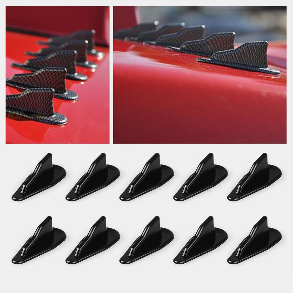 Auto Dak Fin Auto Spoiler Universele Tuning Dak Diffuser Shark Vinnen Spoiler Wing Kit Air Vortex Generator Carbon Fiber 10 stuks