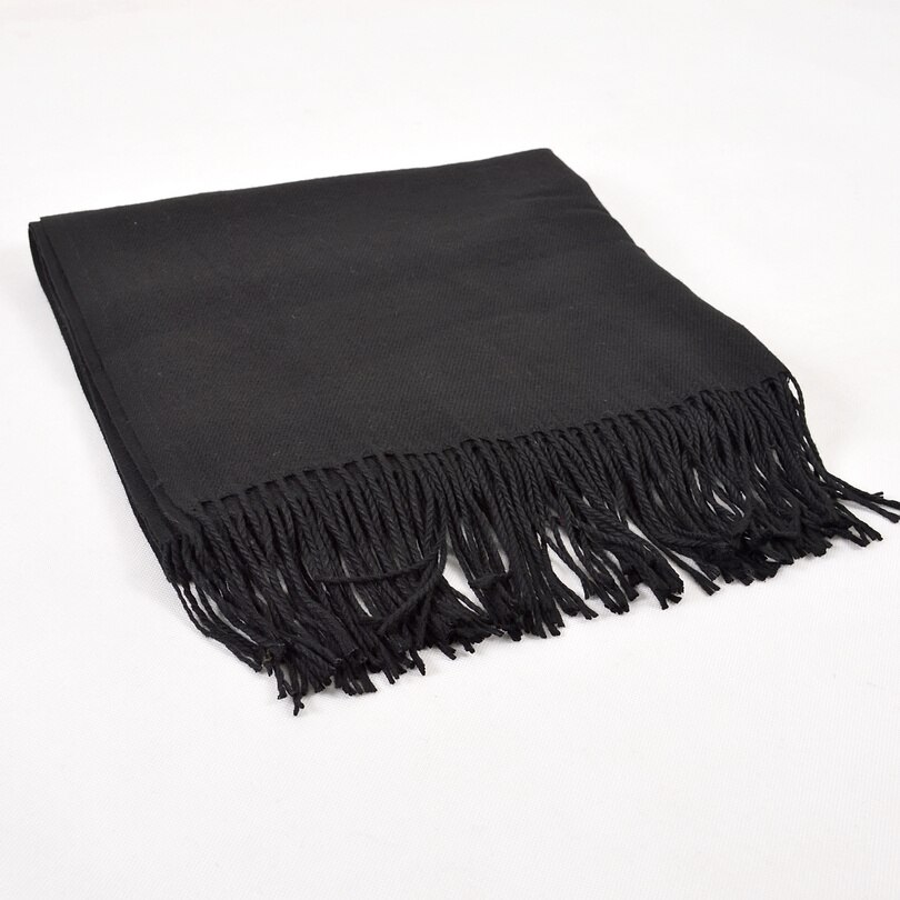 [Bysifa] Winter Vlakte Kasjmier Sjaals Herfst Thicken Warm Tassel Lange Sjaals Wraps Groen Zwart Kameel grijs Rood: Black