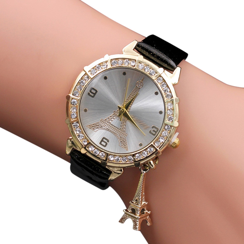 FanTeeDa Top Brand Women's Bracelet Watches Ladies Love Leather Strap Rhinestone Quartz Wrist Watch Luxury Fashion Quartz Watch