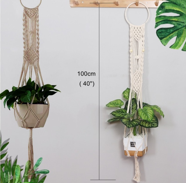 Macrame flower pot makrama macramé macetas colgantes macrame wall hanging planter makramee plant holder hanger: WG410