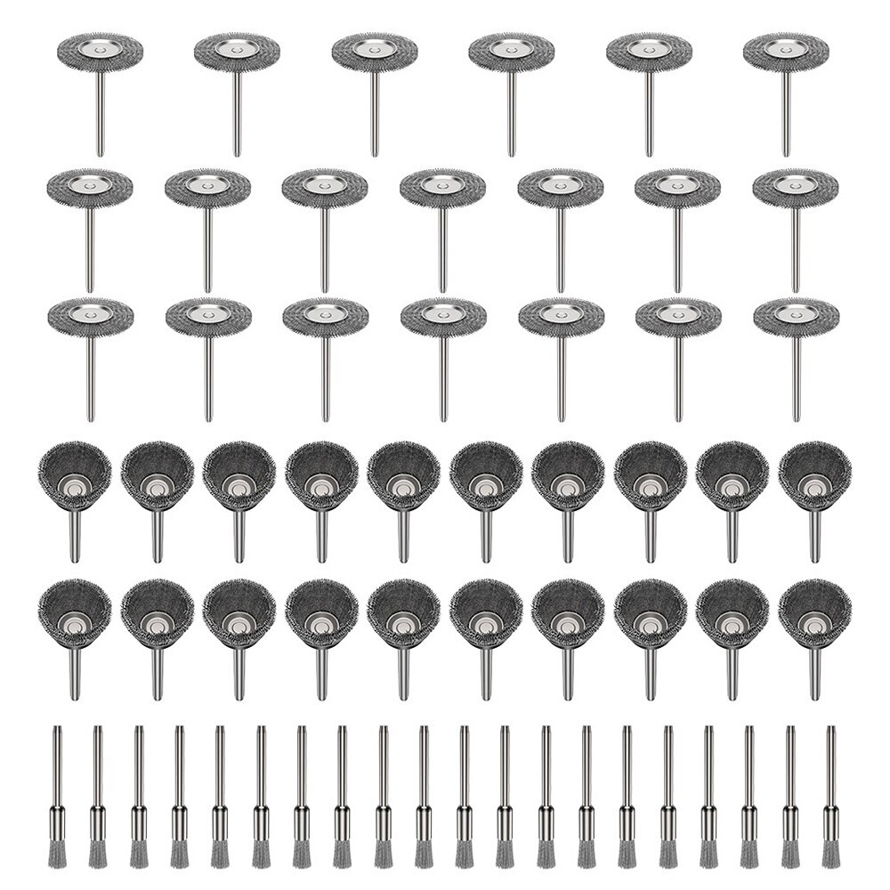 60pcs Stainless Steel Wire Wheel Brass Brush Dremel Rotary Tool for Mini Drill Dremel Polishing Dremel Rotary Tools Accessories: A