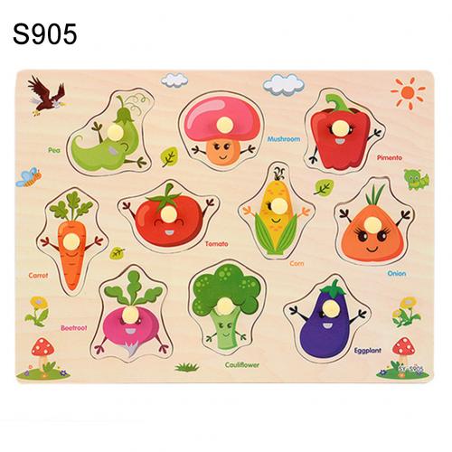 Animal Number Fruit Animal Wooden Puzzle Pairing Board Development Kids Toy Kids Educational Toys for Children: S905