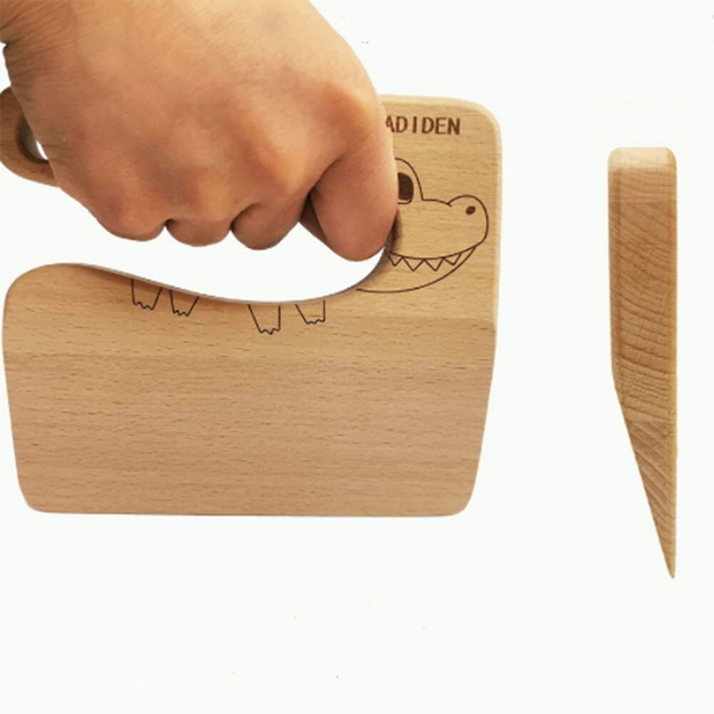 1Pcs Wooden Kids Knife For Cooking And Safe Cutting Veggies Fruits Cute Shape Kids Kitchen Tools 2-10 Years Old Applicable