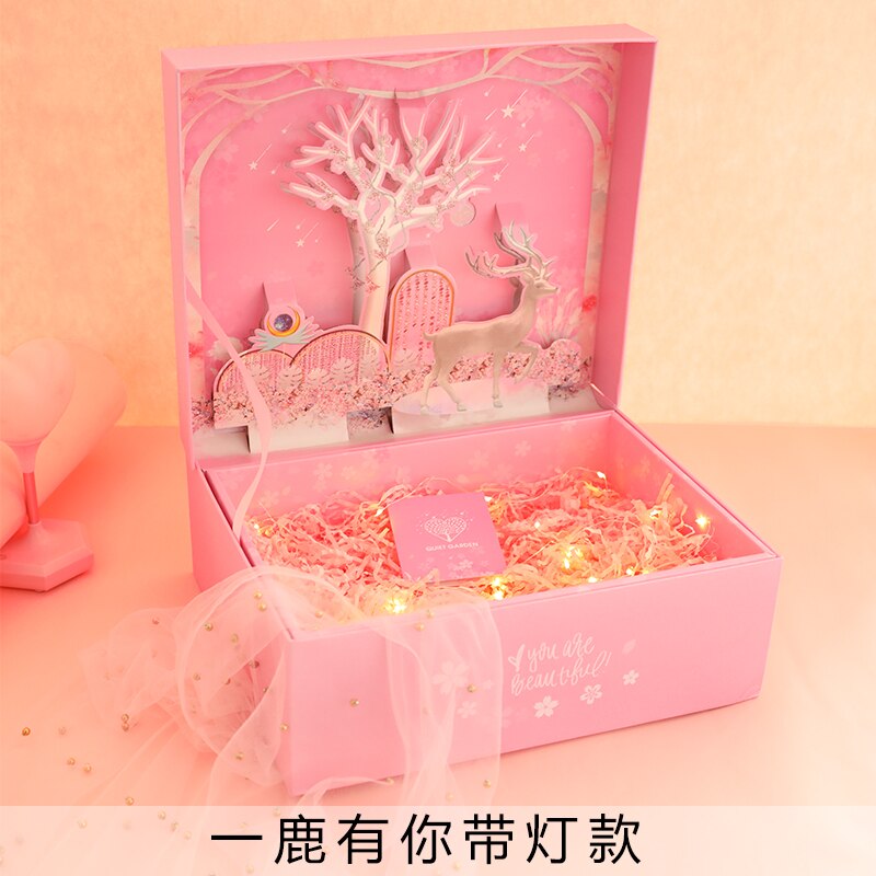 Three-dimensional box ins wind net red with hand high-end birthday packaging empty box box wedding decor: 4