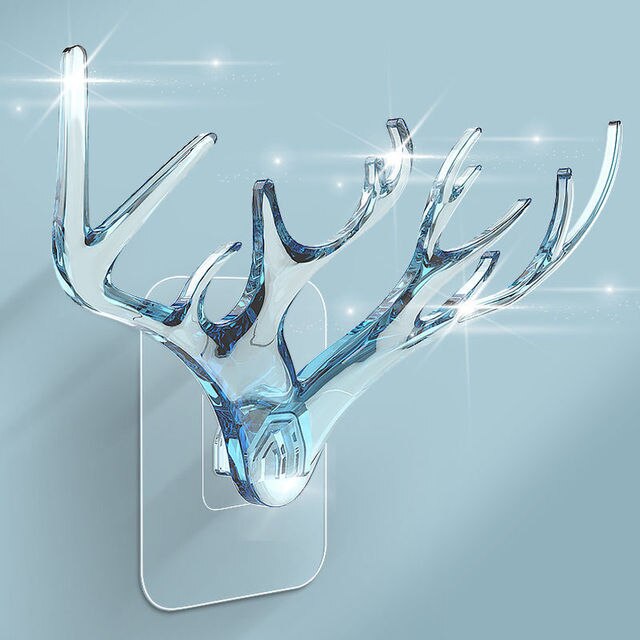 Retro Antlers Wall Hanging Hook Towel Hook Plastic Door Hanger Hat Racks Key Hanger Wall Organizer Home Storage: Blue