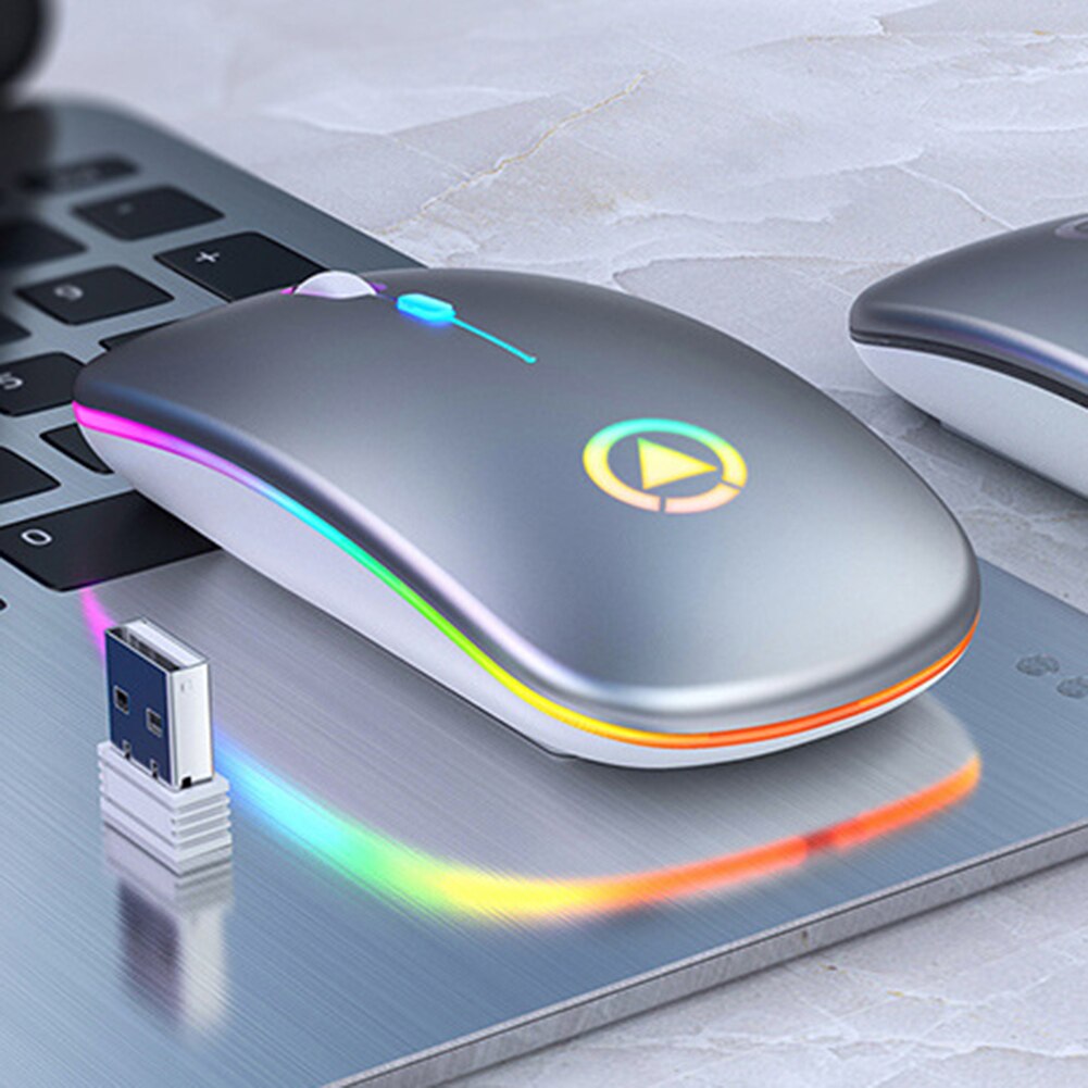 Led -taustavalaistu ergonominen pelihiiri langaton hiiri bluetooth rgb ladattava hiiri langaton tietokone hiljainen mause kannettavaan tietokoneeseen