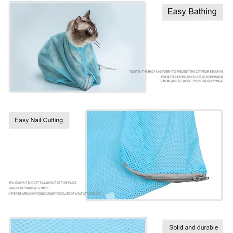 Kat badtas, ademend gaas anti-kras kat bruidegom badtas verstelbare kattenverzorgingstas voor baden nagel trimmen