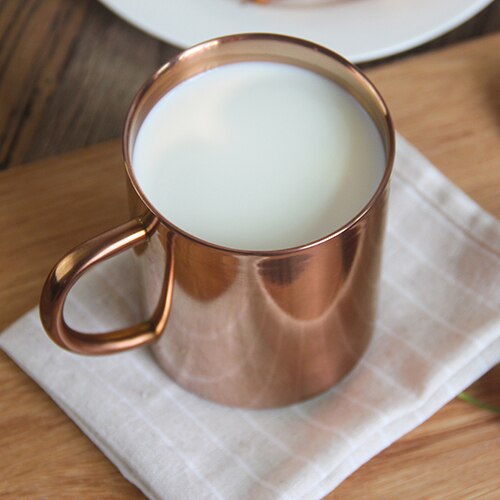 Tasse en acier inoxydable plaqué cuivre, double couche, tasse à café et lait avec poignée