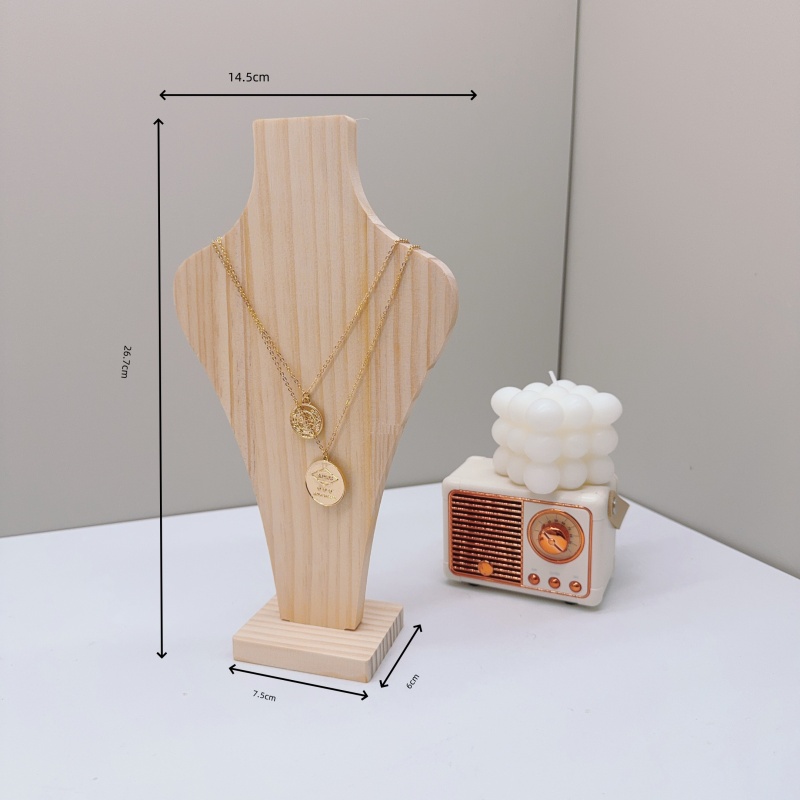 Maniquí de madera para collar, colgante, cadena, joyería, busto, soporte de exhibición para cuello, tipo jarrón, colgante para collar, escaparate: Negro