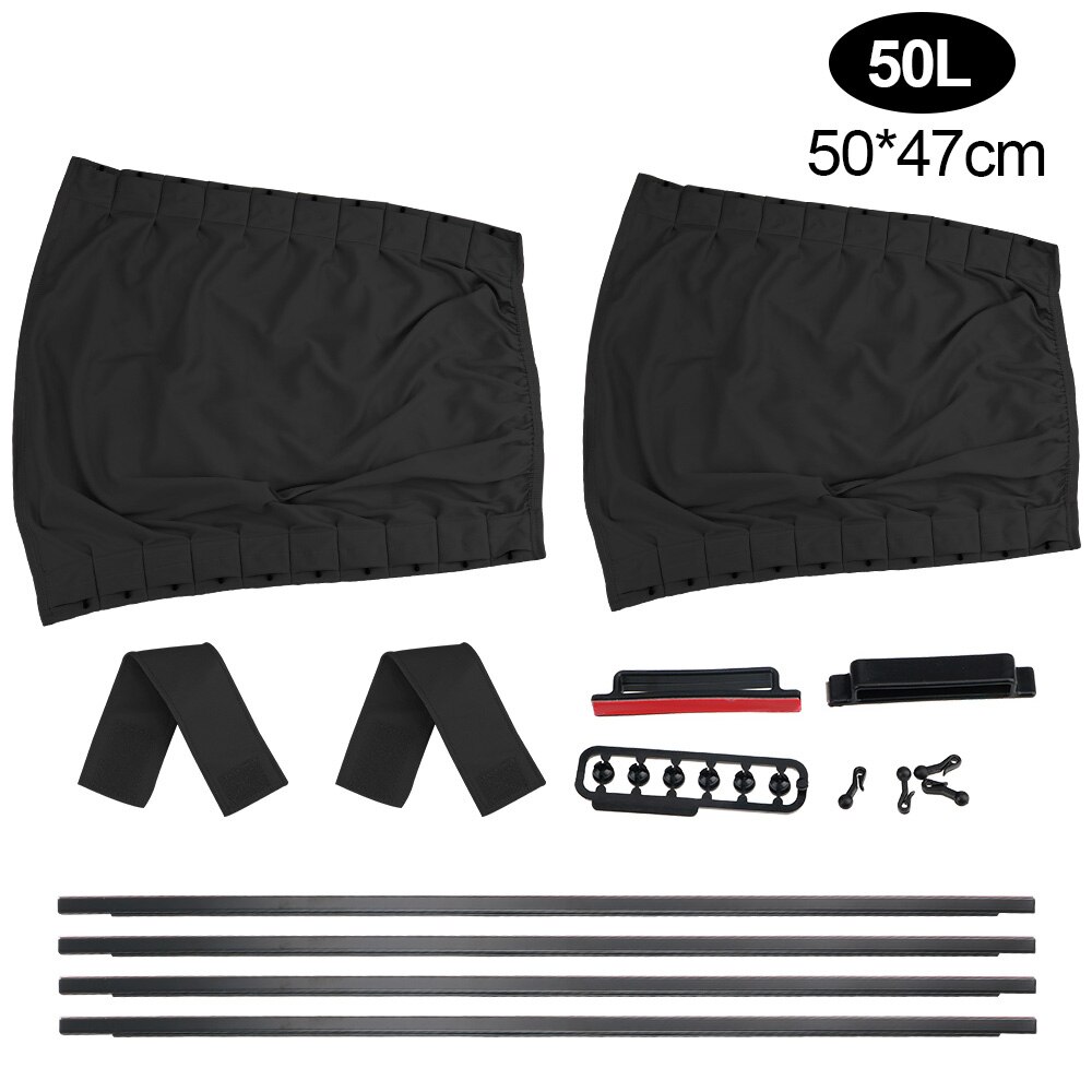 Universal Car Curtain Auto Windows Curtain Car Side Window Sunshade Curtains Sun Visor Blinds Cover 2pcs/Set Aluminum Alloy: 50L Black