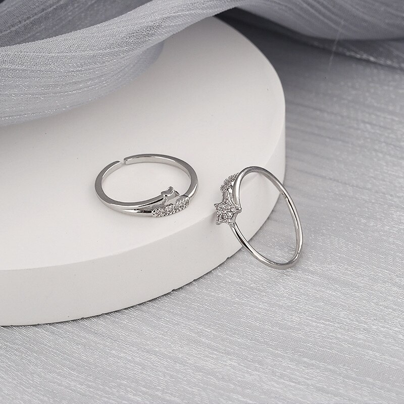 Conjunto de anillos de plata 925 para mujer, sortijas ajustables de lujo, minimalistas, a la , amuleto de amante, de joyería fina