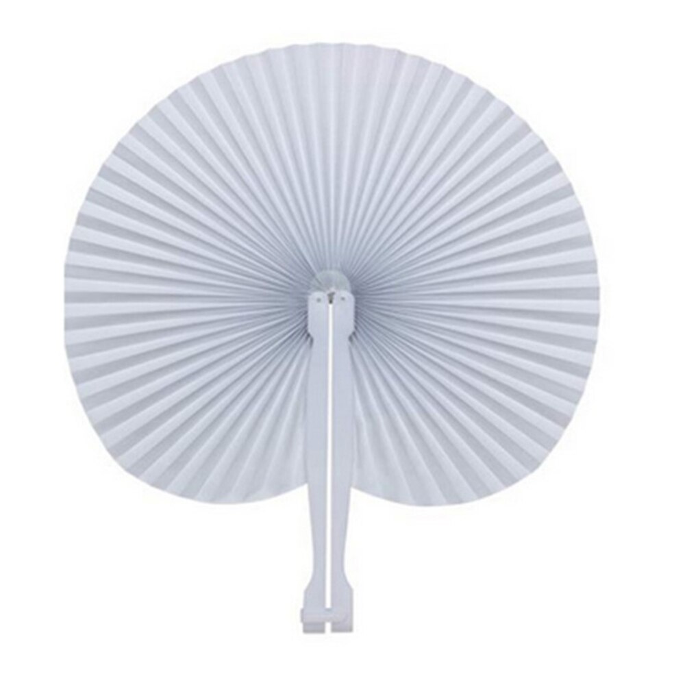 2pcs Fan White Paper Deco Decoration Wedding Party for The Guests Anniversary Wedding DIY Party (Heart) Folded Fan: Round