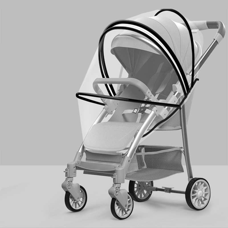 Universele kinderhandkar met volledig gezicht, muggenbestendige hoes, gecodeerd gaas voor baby's en jonge kinderen, BB-paraplu autozon: WHITE