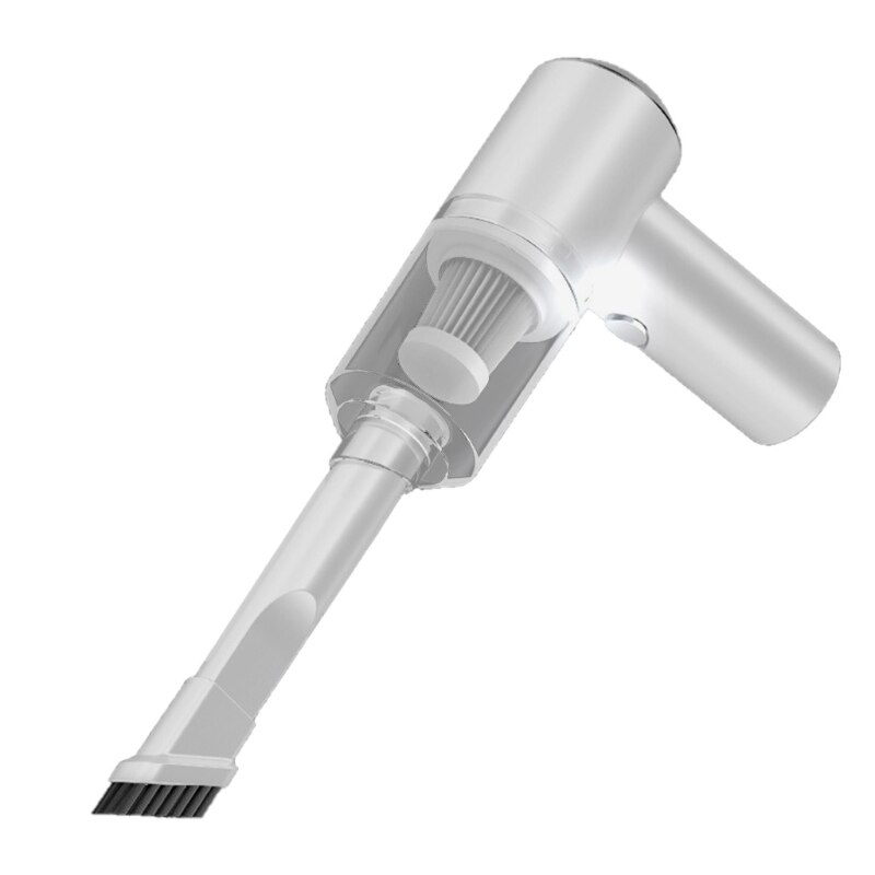 Mini Cordless Handheld Keyboard Drawer Vacuum Cleaner with LED Lamp Pet Hair Powerful Cyclonic Portable USB for Car Home: White