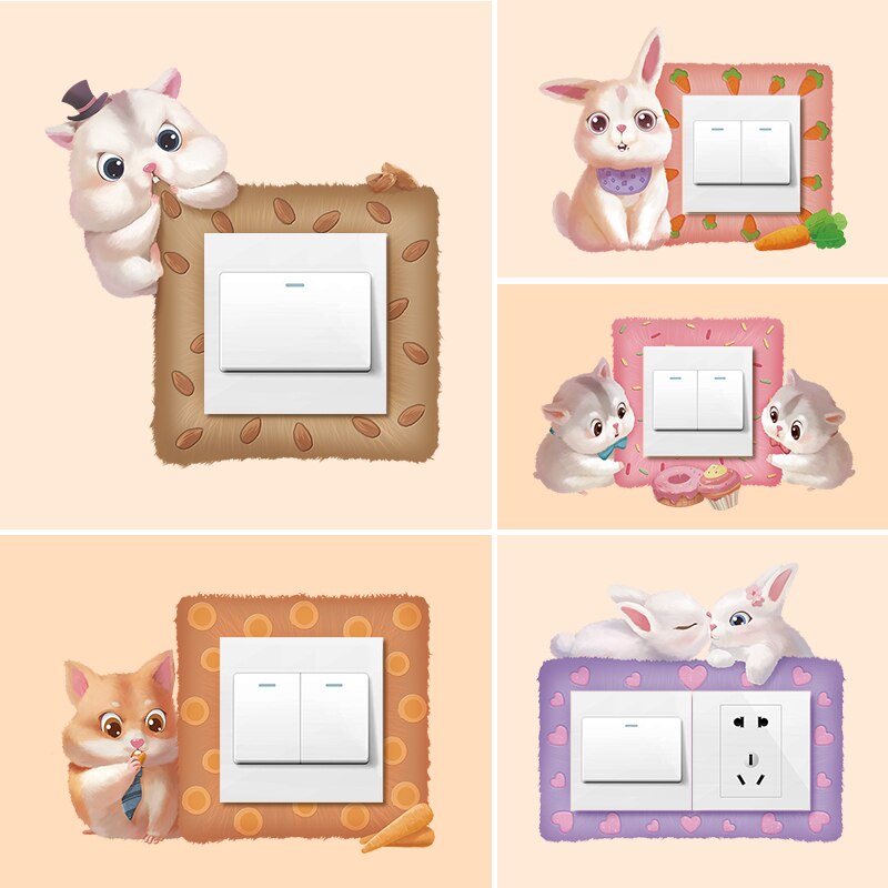 Modern minimalist cartoon switch sticker wall sticker socket bedroom living room wall decoration light switch: Default Title
