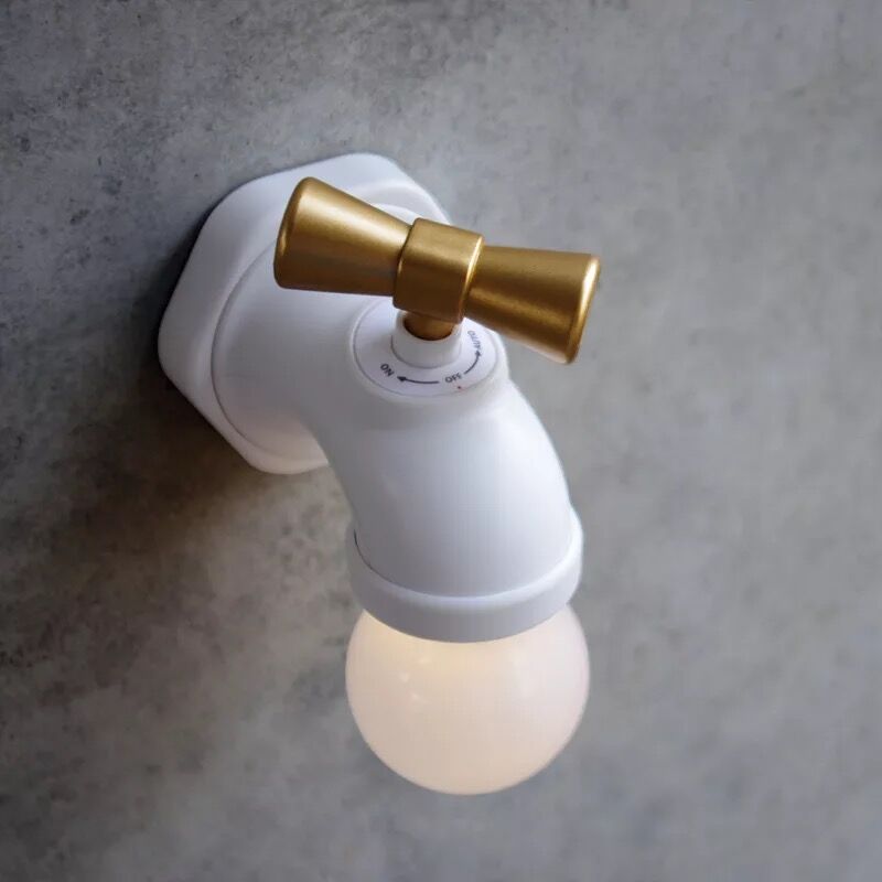 Creatieve Metalen Droom Meisje Slaapkamer Decor Inductie Energiebesparende Decoratieve Wandlamp Oogbescherming Water-Tap Lampada Comodino: White