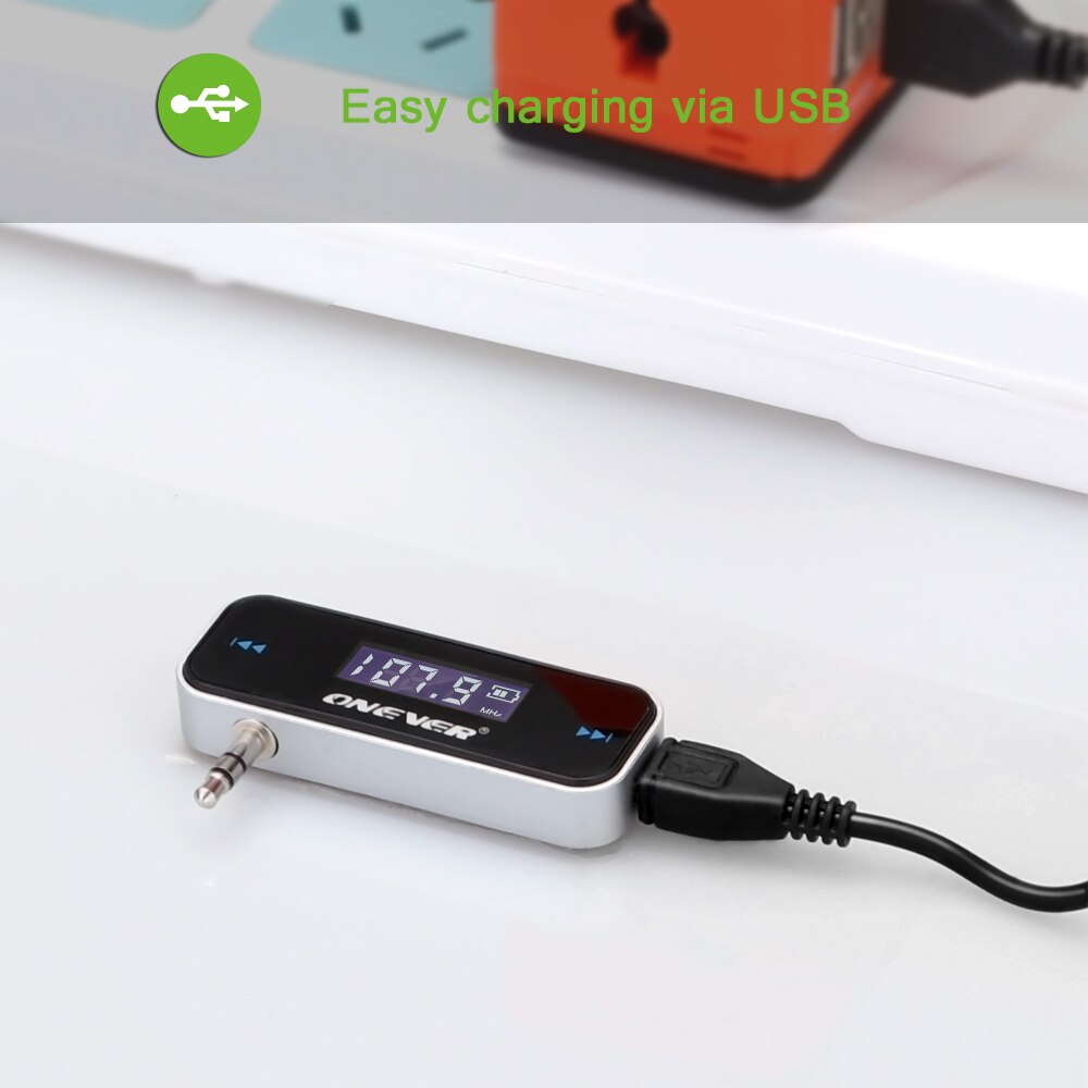 Onever Drahtlose Mini FM Sender 3,5mm in-Auto Auto Musik Audio- MP3 Spieler Absender für iPhone 4 5 6 6S Plus Samsung iPad