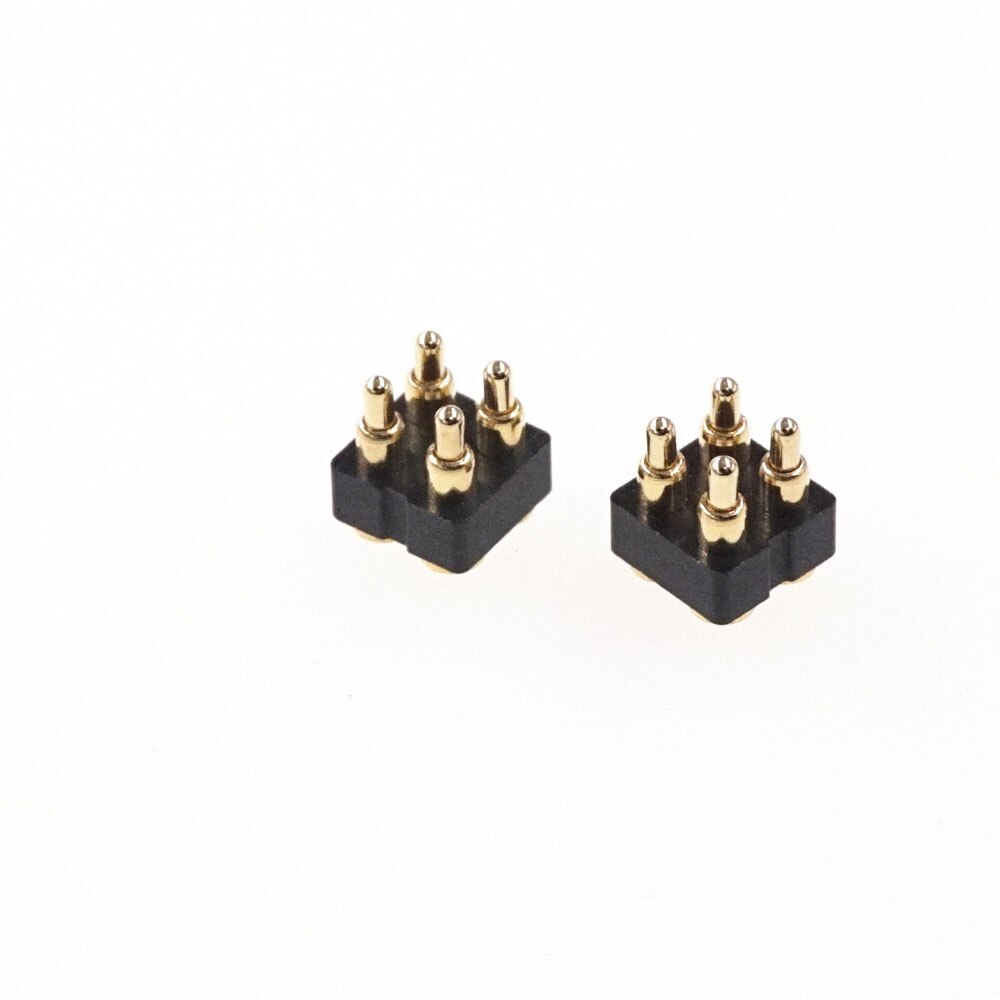 5 pcs Spring Loaded Pogo Pin connector 4 Position 2x2 Pins 2.54 mm Grid Pitch SMT 5.5 mm Height Dual Row Surface Mount PCB