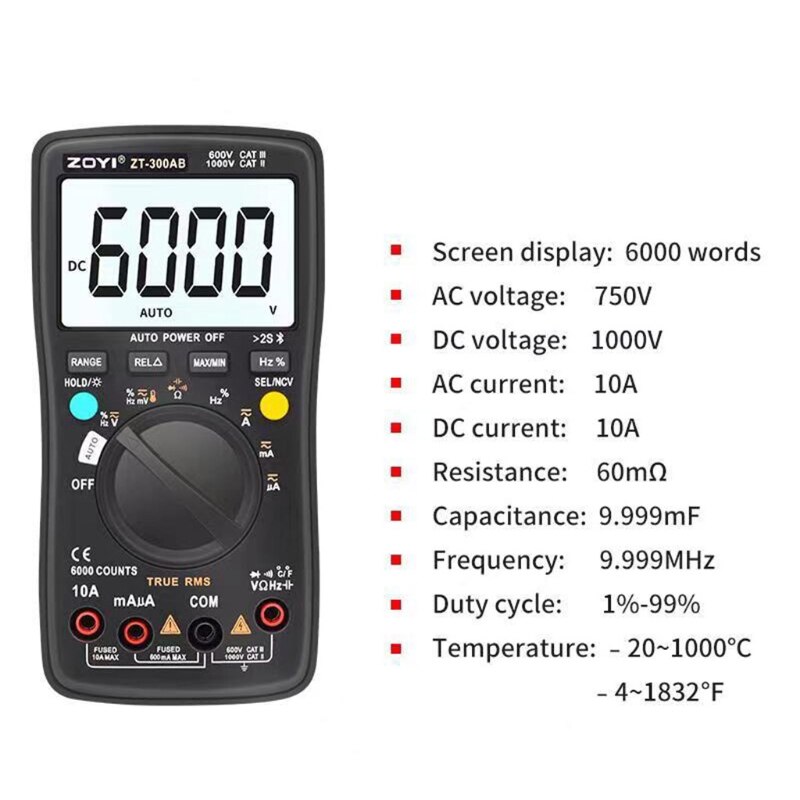 Digital Multimeter Auto-Ranging Meter TRMS 6000 Co... – Vicedeal