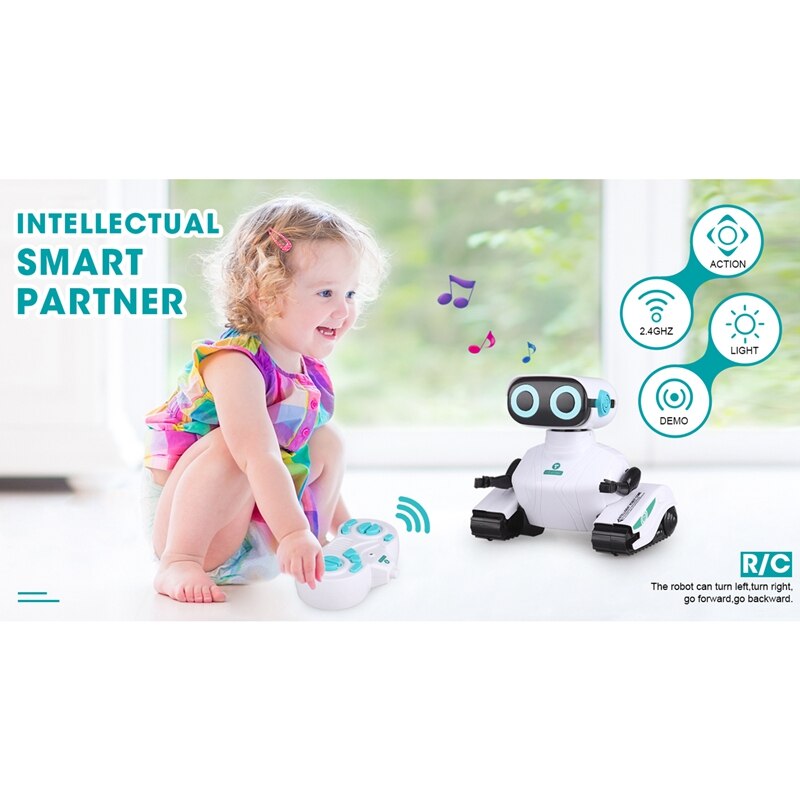 Rc robot bil 2.4 ghz fjernbetjening robot legetøj til børn med glans øjne dansetræk til børn drenge piger i alderen 6+