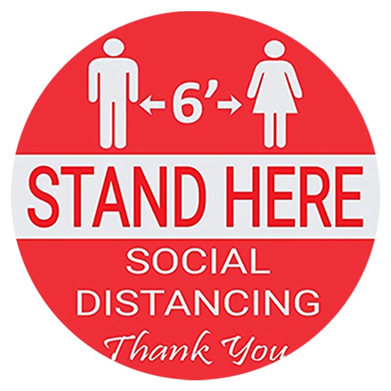 5Pcs/Lot Social Distancing Wait Here Stand Here Keep 6Ft in Between Distance Marker Floor Decal for Social Distancing