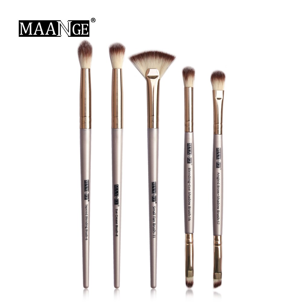 MAANGE – ensemble de pinceaux de maquillage Pro, 3/5/12 pièces, ombre à paupières, Eyeliner, brosse à sourcils, outils de mélange de beauté: 5pcs Brown