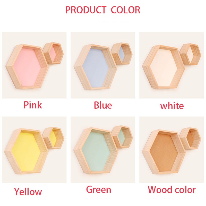 Kleurrijke Moderne Massief Houten Muur Decoratie Rack Wanddecoratie Creatieve Display Rack Honingraat Hexagon Rack