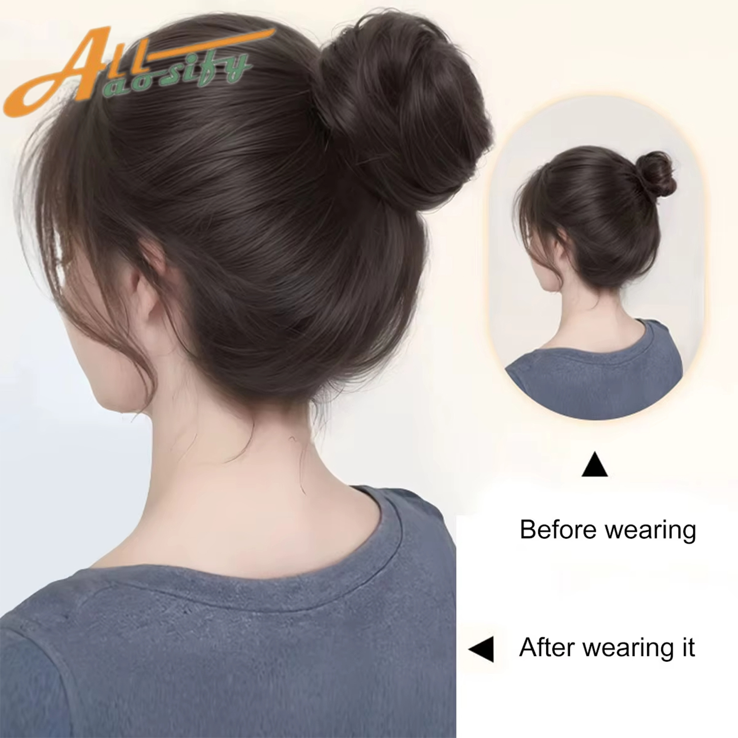 Clip sintetica nelle estensioni del panino per capelli disordinati Mini ciambella Updo posticci per donne Ragazze Chignon retrattili a forma di nido d'uccello