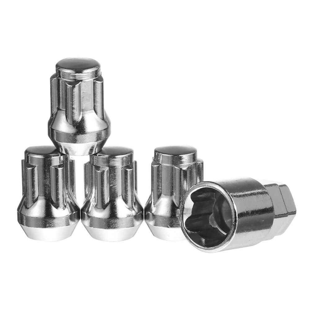 4pcs Locking Wheel Nuts Tapered Seat Anti Theft Nuts with 1pc Socket for Vehicle: Default Title