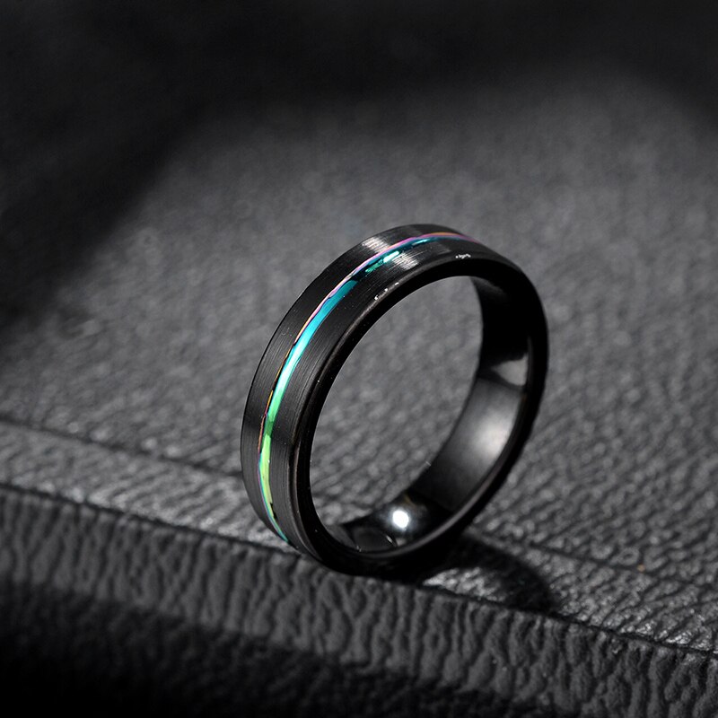 Somen 5Mm Regenboog Tungsten Basic Ring Voor Mannen Vrouwen Klassieke Mannelijke Wedding Band Multi Kleur Minimalistische Broederlijke Ringen Voor lgbt