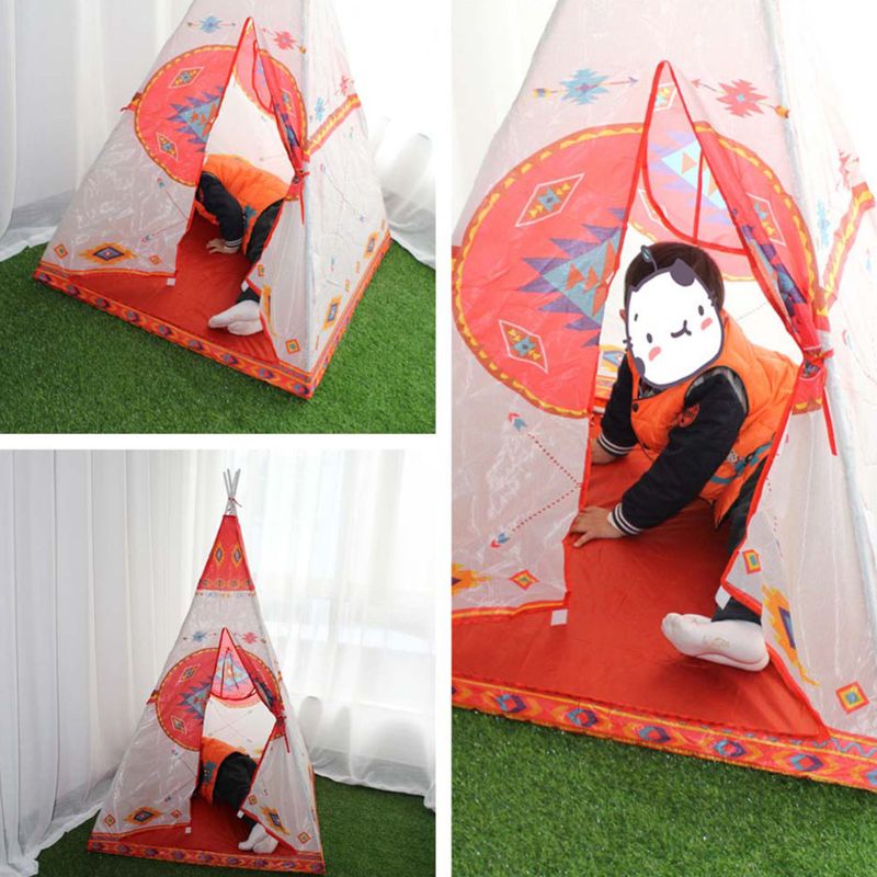 Children Bracket Assembly Tent Kids Play House Outdoor Activities Indoor Folding Teepee Pyramid Wigwam Baby Portable Playroom