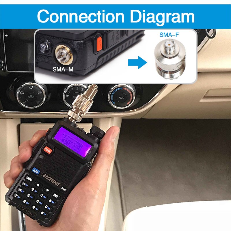 Diamond SG-7200 High Gain Dual Band Antenna+Clip Mnout +SMA-F/SMA-M/BNC/SL16 4 Adapters for Baofeng UV-5R UV-82 Walkie Talkie