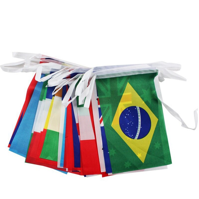 3 ventiladores de bandera de equipo de decoración de al aire libre, ligero y portátil, decorado fresco, 32 banderas de cuerda que se decoloran de doble cara