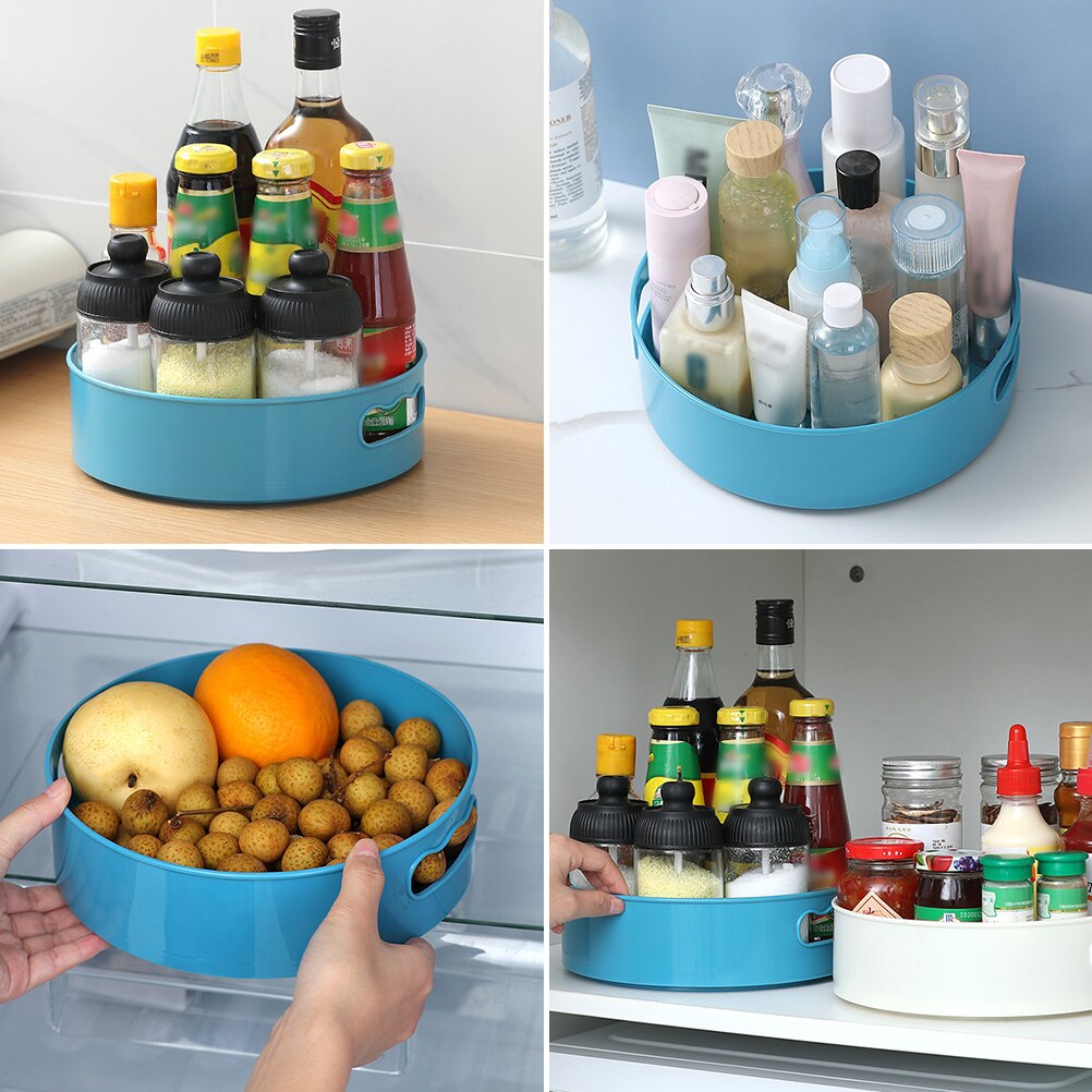 360 Rotating Round Spice Storage Rack Tray Turntable Kitchen Jar Holder Storage Box Multifunction Container OrganizerKitchenTool