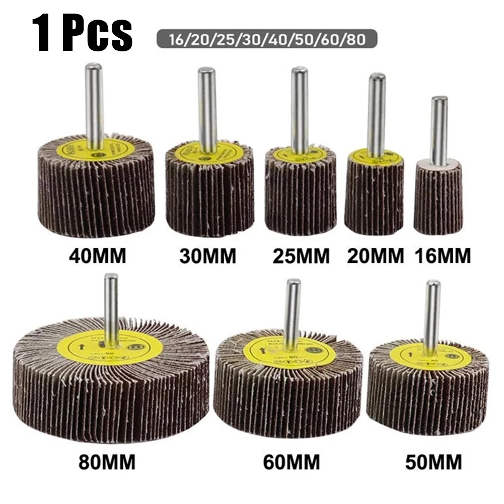 Ruedas de pulido con solapa de lijado, disco de lijado, papel de lija, vástago de 6mm, cabezal de muela abrasiva de grano 80 para herramienta rotativa, 1 ud.